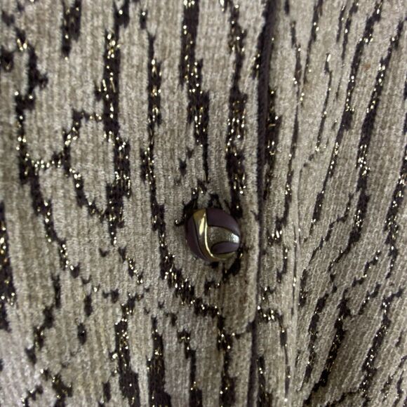Vintage Carducci Womens Tan Brown Gold Button Down Chenille Sweater  Size Medium - Picture 4 of 5